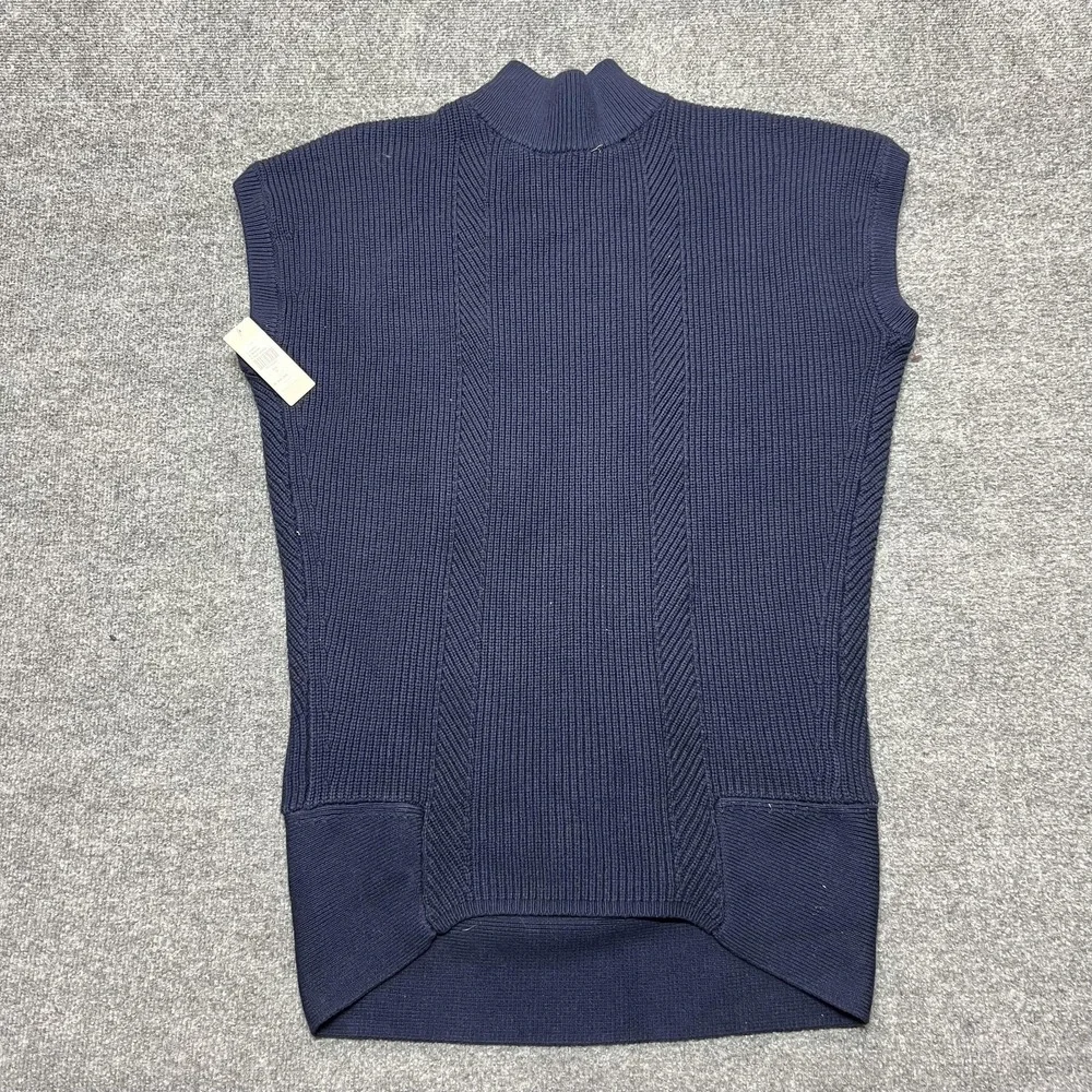 Anthropologie Sweater Womens Small Blue Mock Neck Sleeveless Tunic Pullover